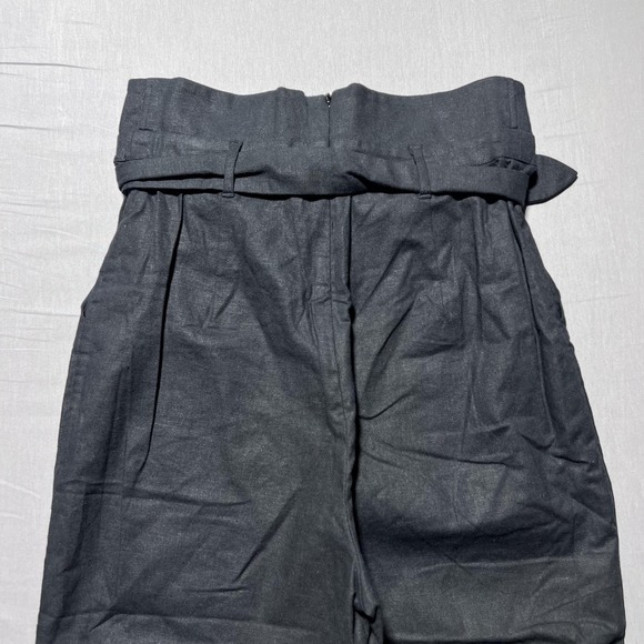 Majorelle Belted High Waist Black Trouser Pants High Rise Size M Linen Blend - Picture 3 of 15